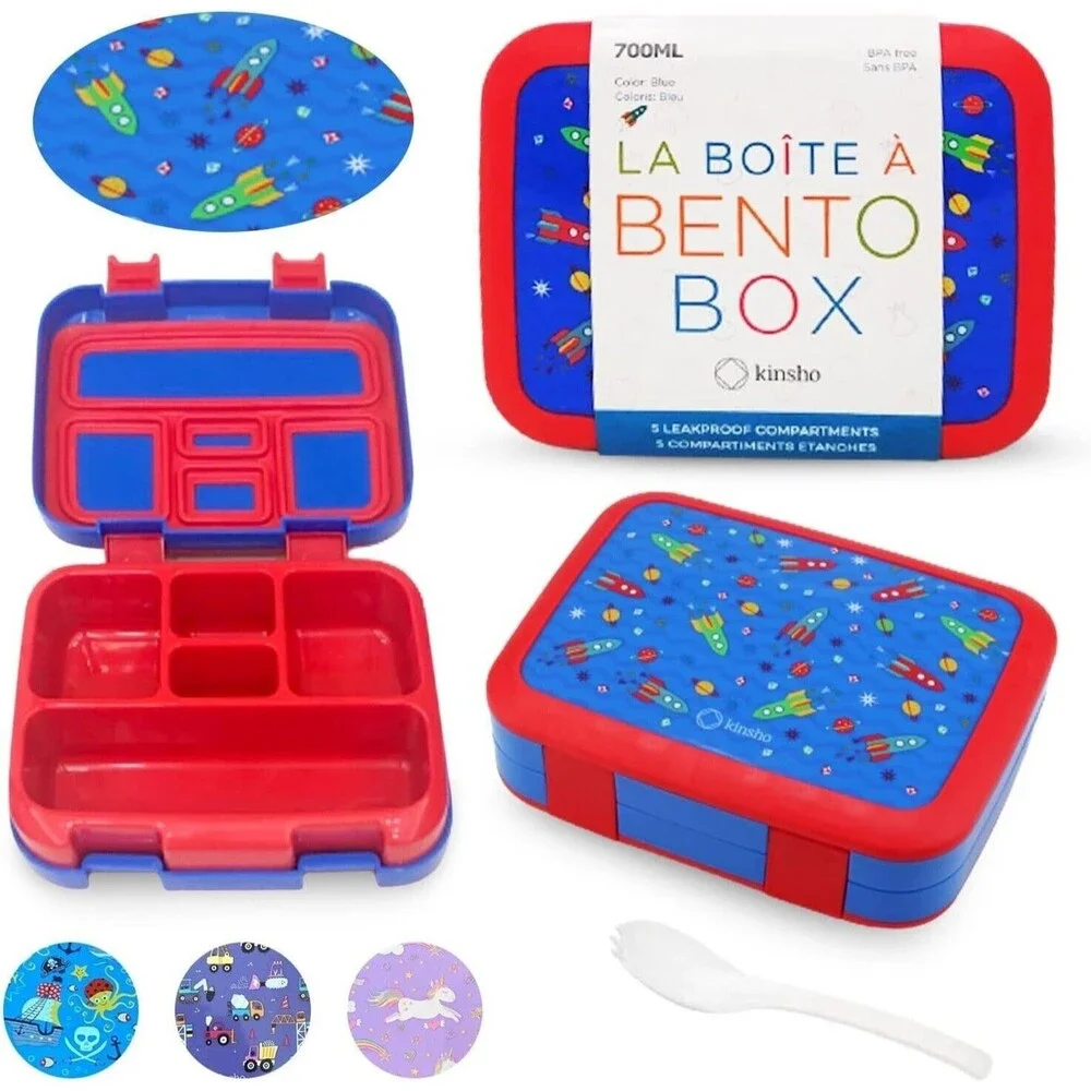 Kinsho Bento Lunch Box Kids Toddlers 5 Portion Control Sections Snack Container